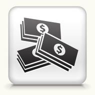 Square Button with Stacks of Money