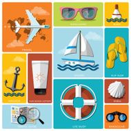Summer And Travel Flat Icon Set