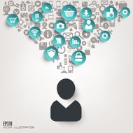 Flat abstract background with web icons Interface symbols Cloud computing N69