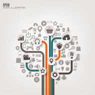 Icon tree Flat abstract background with web icons Interface symbols N5