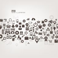 Flat abstract background with web icons Interface symbols Cloud computing N70