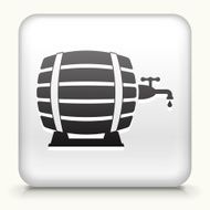 Square Button with Wooden Beer Barrel