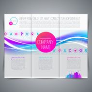 Template leaflet design with colorful abstract shape and business icon