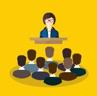 Business woman makes a speech on the podium N2