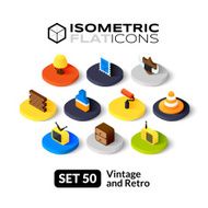 Isometric flat icons set 50
