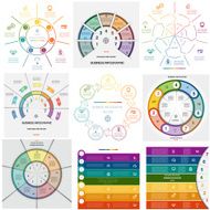 Set 9 templates Infographics cyclic processes on seven positions N2