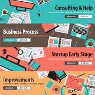 Flat design concepts for mobile marketing and money investments