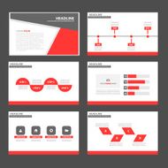 Black red presentation template Infographic elements flat design set