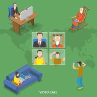 Video call isometric flat vector concept