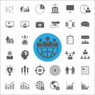 Business and human icons set Vector illustration