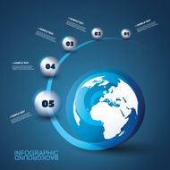 Modern Business Infographic Template with Earth Globe and Spiralling Spheres