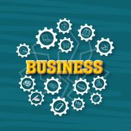 Business infographic elements on cogwheel