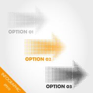 three orange infographic dotted arrows