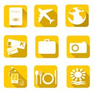 Travel icons on color background Vector illustration N2