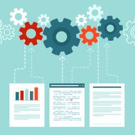 Vector data processing concept in flat style N2