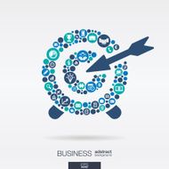 Business color icons in target shape abstract background vector illustration