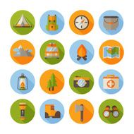 Set of hiking flat icons in modern style N3