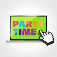 Party time words display on High-quality laptop screen