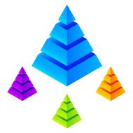 Vector isometric colorful pyramids set N3