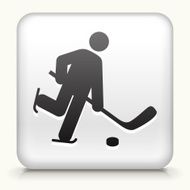 Square Button with Hockey Player N2