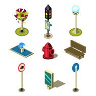 Flat 3d Isometric High Quality City Street Urban Objects Icon