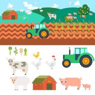 Farm in village Elements for game Vector