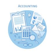 Flat linear vector icons design concepts accounting taxes business finance