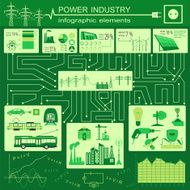 Power energy industry infographic electric systems set element N3
