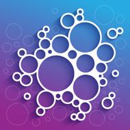 Abstract infographics white circles with shadow on blue and purp