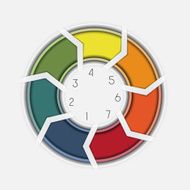 illustration template with text areas and seven arrows