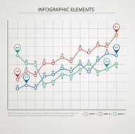 Elements of infographics with colored graphics