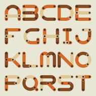 Vector flat alphabet in building kit style N6