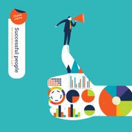 Ok hand with charts and diagrams businessman megaphone