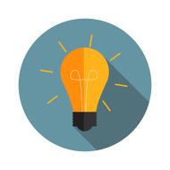 Idea Bulb Flat Icon with Long Shadow Vector Illustration N2