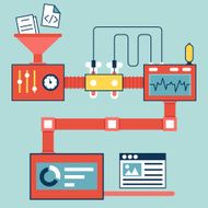 Vector flat linear infographics of creating and optimization website