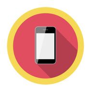 Mobile Phone Flat Icon with Long Shadow Vector Illustration