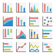 Set of flat minimalistic charts graph diagrams Infographics vector