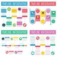 4 different timeline infographics sets