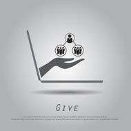 hand hold chart from laptop vector icon N2