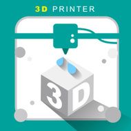 3d printer icon with flat design