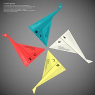 Infographic consists of four folded paper pieces on dark