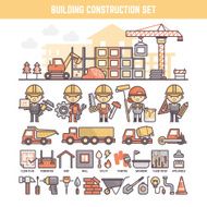 building and construction site elements for infographics