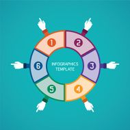 Abstract vector 6 steps infographic template in flat style N2