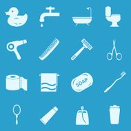 Vector Set of Bathroom and Hygiene Icons N19