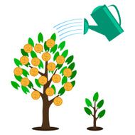 green plant with coins on the branches - investment concept