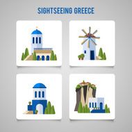 Greece Landmarks architecture icons set