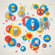 Abstract vector concept with flat business and mobile technology icons