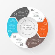 Vector line circle arrows infographic Template for cycle diagram graph N5