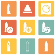 Vector Set of Condom Icons Types Condoms N16