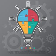Step design of four part light bulb infographic element Vector N5